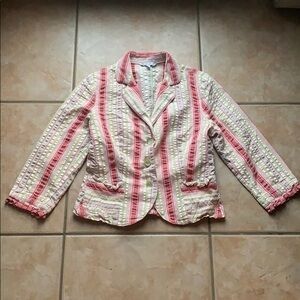 CAbi Pink and Cream Striped Blazer